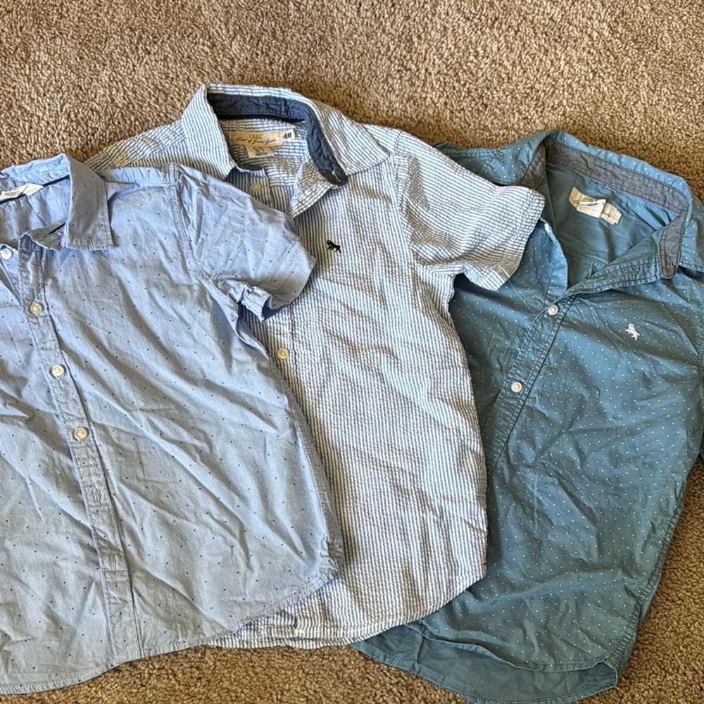 H&M Blue Button Down Shirt Lightweight Cotton